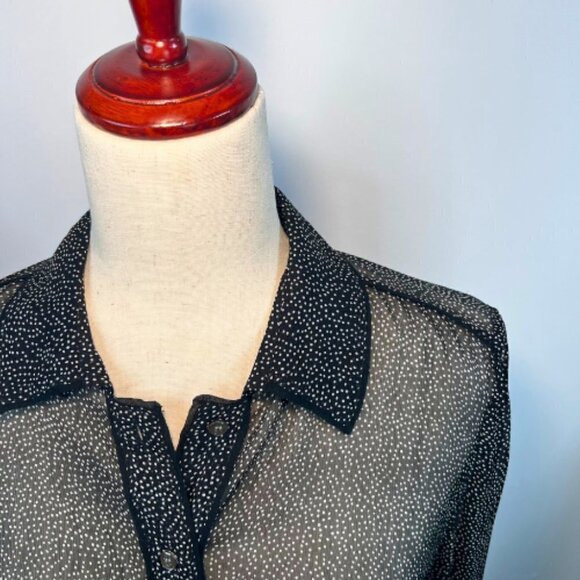 J. CREW COLLECTION Black & White Dot Sheer Silk Secretary Blouse Size 0 - Picture 7 of 10